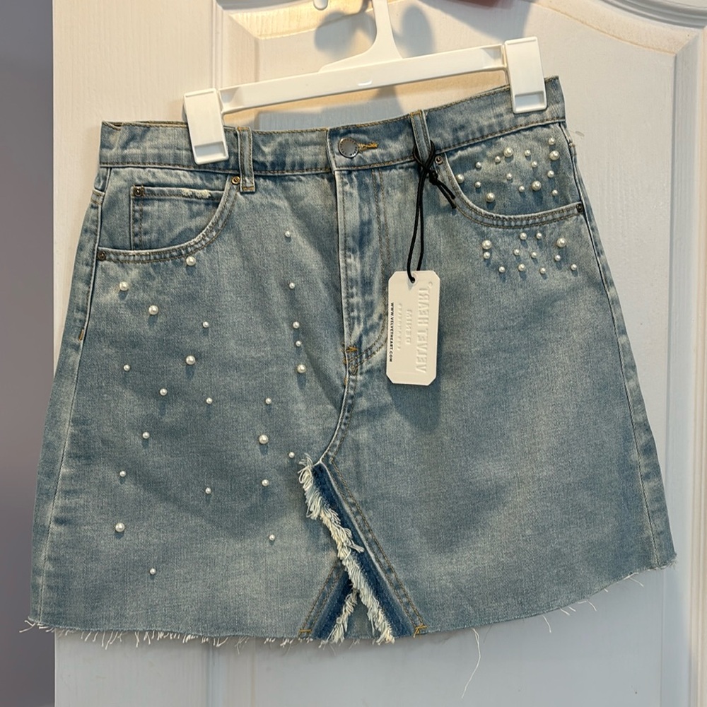 NWT Pearl Denim Skirt.